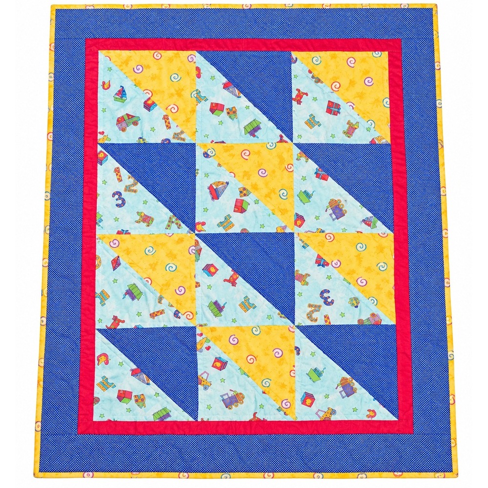 Handmade Patchwork Baby Quilt Blue Gingham Nursery Sailboat Animal Print 34x28